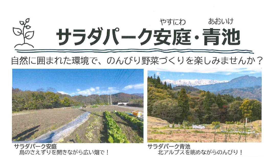 サラダパーク安庭・青池　利用申込受付中